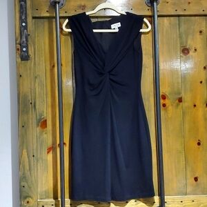 AMY MATTO NEW YORK BLACK DRESS COCKTAIL EVENING MIDI ESSENTIAL MINIMALIST
